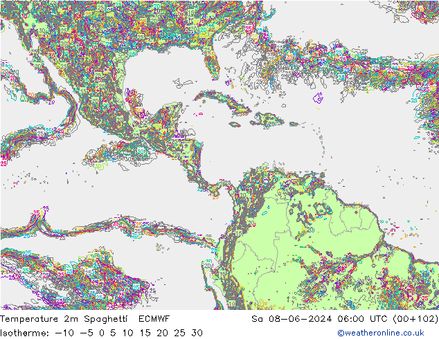 Sıcaklık Haritası 2m Spaghetti ECMWF Cts 08.06.2024 06 UTC