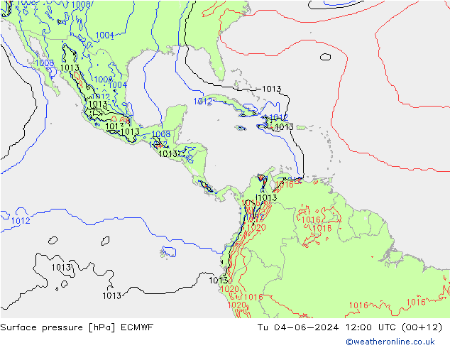 Luchtdruk (Grond) ECMWF di 04.06.2024 12 UTC