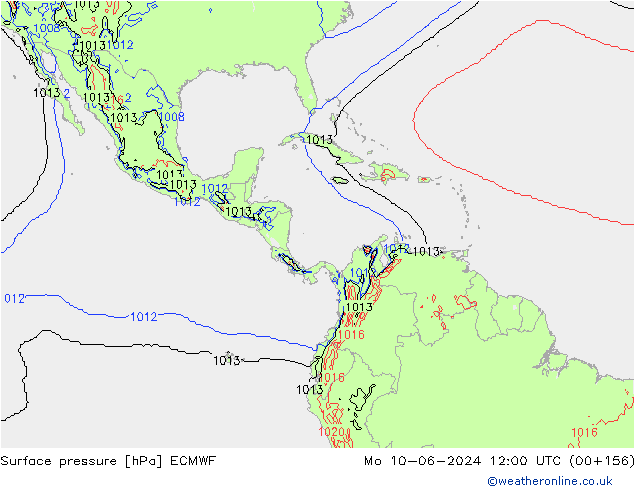 приземное давление ECMWF пн 10.06.2024 12 UTC