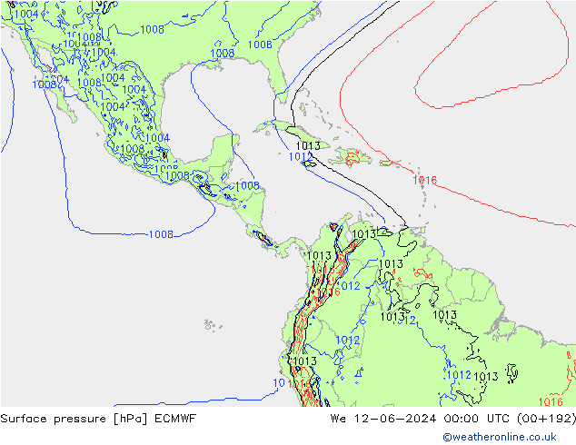 Surface pressure ECMWF We 12.06.2024 00 UTC