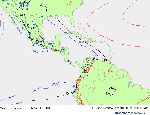 Atmosférický tlak ECMWF Út 18.06.2024 12 UTC