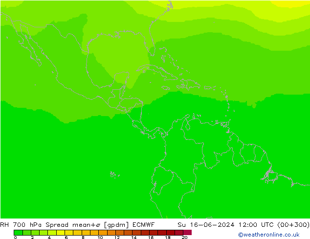 RH 700 hPa Spread ECMWF dom 16.06.2024 12 UTC