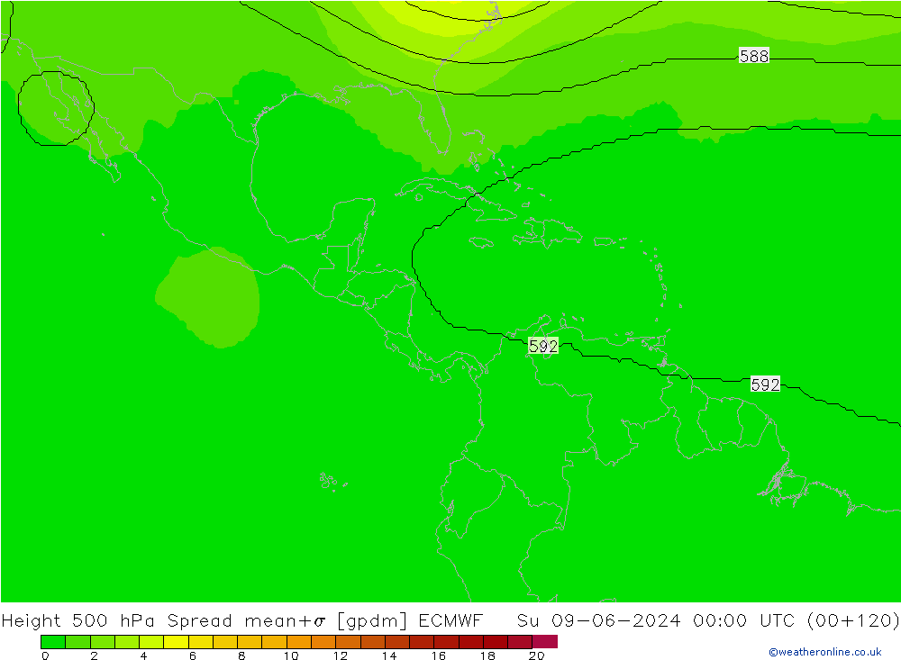 Geop. 500 hPa Spread ECMWF dom 09.06.2024 00 UTC