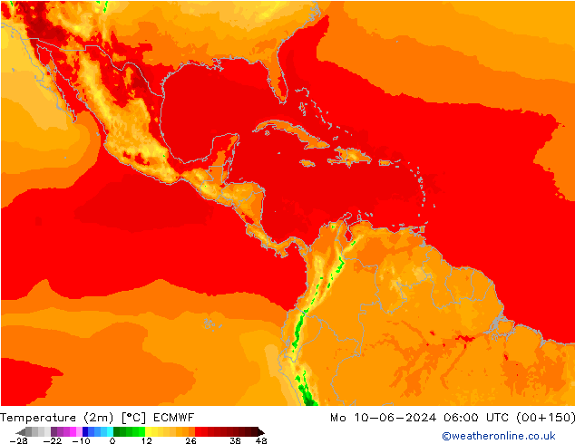 Temperature (2m) ECMWF Mo 10.06.2024 06 UTC