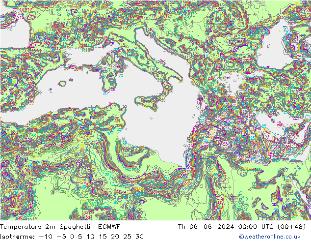 Temperaturkarte Spaghetti ECMWF Do 06.06.2024 00 UTC