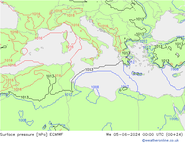 Surface pressure ECMWF We 05.06.2024 00 UTC