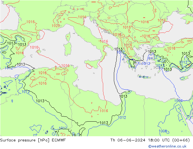 Luchtdruk (Grond) ECMWF do 06.06.2024 18 UTC