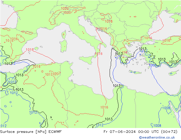 приземное давление ECMWF пт 07.06.2024 00 UTC