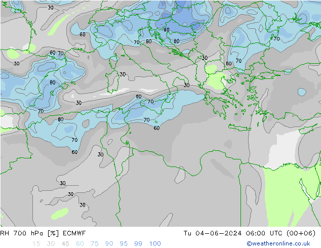 RH 700 hPa ECMWF  04.06.2024 06 UTC