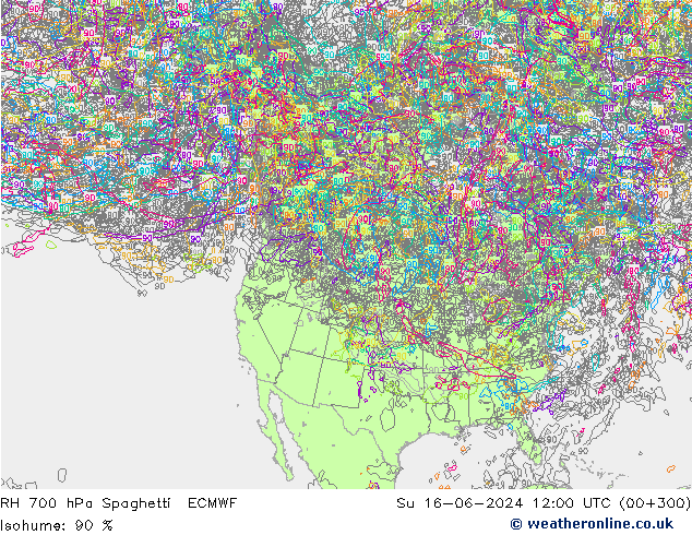 RV 700 hPa Spaghetti ECMWF zo 16.06.2024 12 UTC