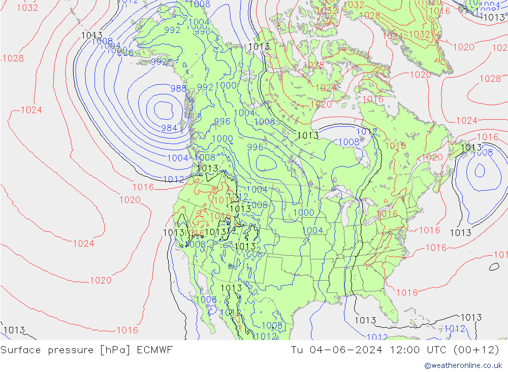 pressão do solo ECMWF Ter 04.06.2024 12 UTC