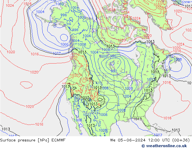 pression de l'air ECMWF mer 05.06.2024 12 UTC