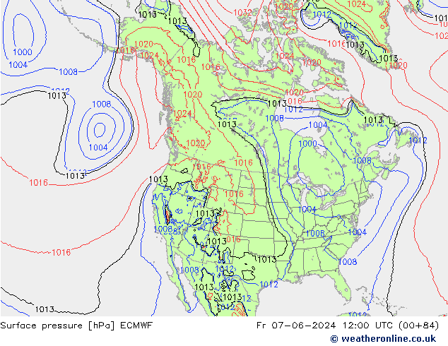 Bodendruck ECMWF Fr 07.06.2024 12 UTC