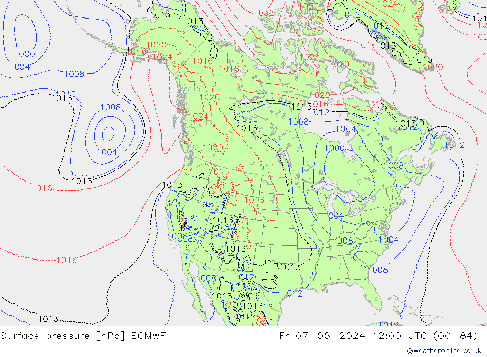 Pressione al suolo ECMWF ven 07.06.2024 12 UTC