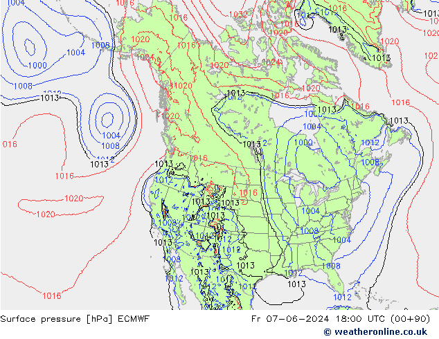 Surface pressure ECMWF Fr 07.06.2024 18 UTC