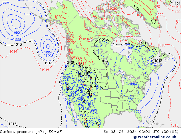 Bodendruck ECMWF Sa 08.06.2024 00 UTC