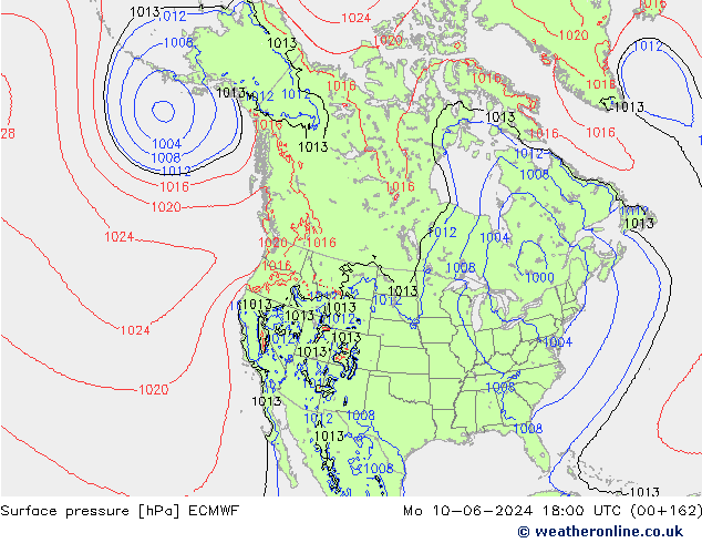 Yer basıncı ECMWF Pzt 10.06.2024 18 UTC