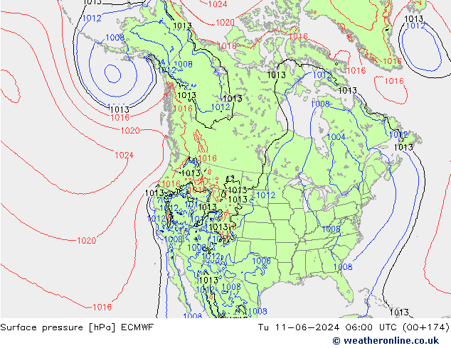 ciśnienie ECMWF wto. 11.06.2024 06 UTC