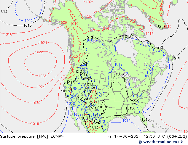 Bodendruck ECMWF Fr 14.06.2024 12 UTC