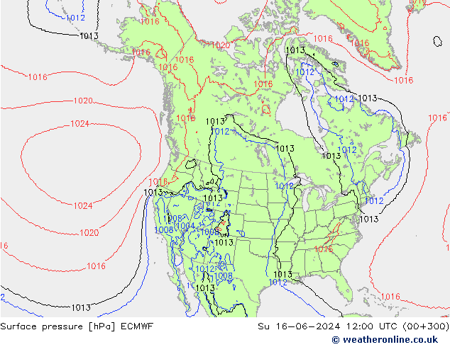 pression de l'air ECMWF dim 16.06.2024 12 UTC