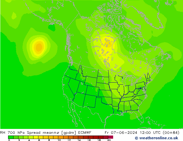 RH 700 hPa Spread ECMWF  07.06.2024 12 UTC