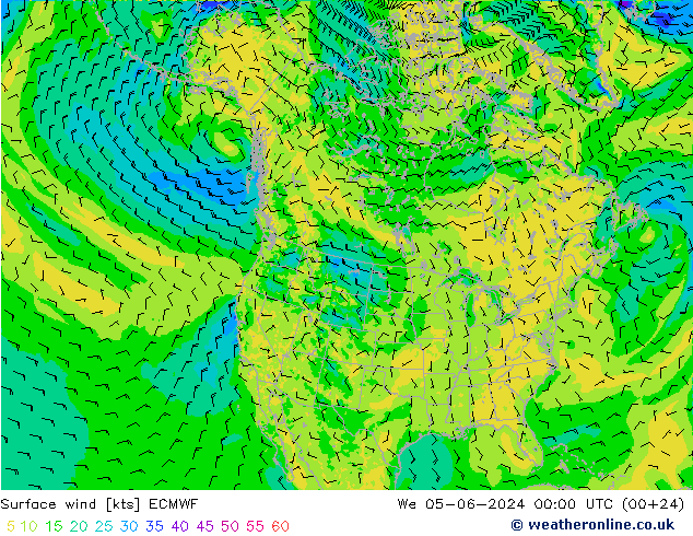 Surface wind ECMWF We 05.06.2024 00 UTC