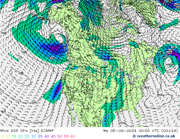 Vento 925 hPa ECMWF Qua 05.06.2024 00 UTC