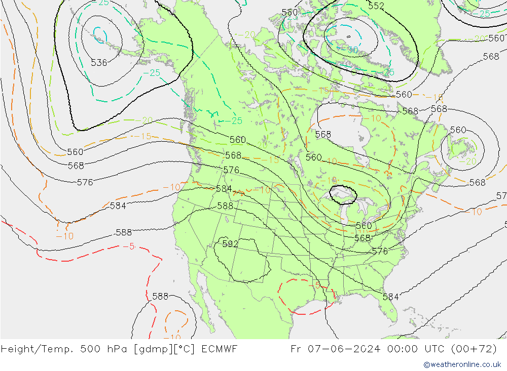 Height/Temp. 500 hPa ECMWF Fr 07.06.2024 00 UTC