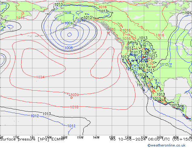 Presión superficial ECMWF lun 10.06.2024 06 UTC