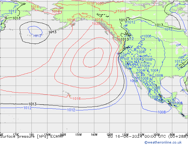 Yer basıncı ECMWF Paz 16.06.2024 00 UTC