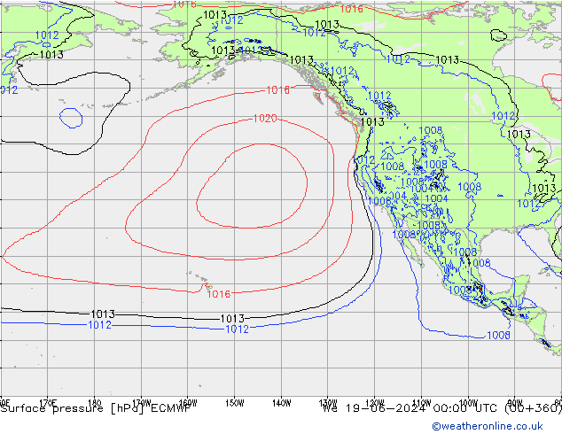 Surface pressure ECMWF We 19.06.2024 00 UTC