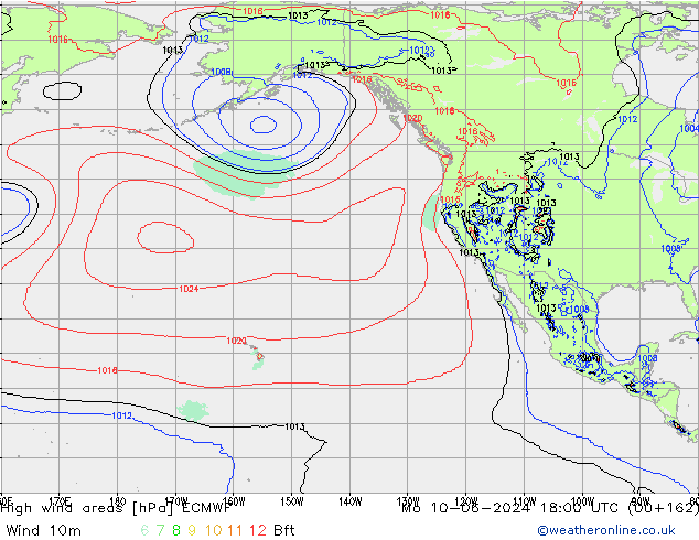 Izotacha ECMWF pon. 10.06.2024 18 UTC