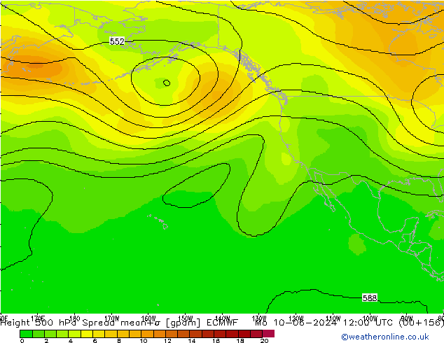 Hoogte 500 hPa Spread ECMWF ma 10.06.2024 12 UTC