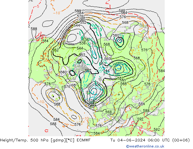 Height/Temp. 500 hPa ECMWF Ter 04.06.2024 06 UTC