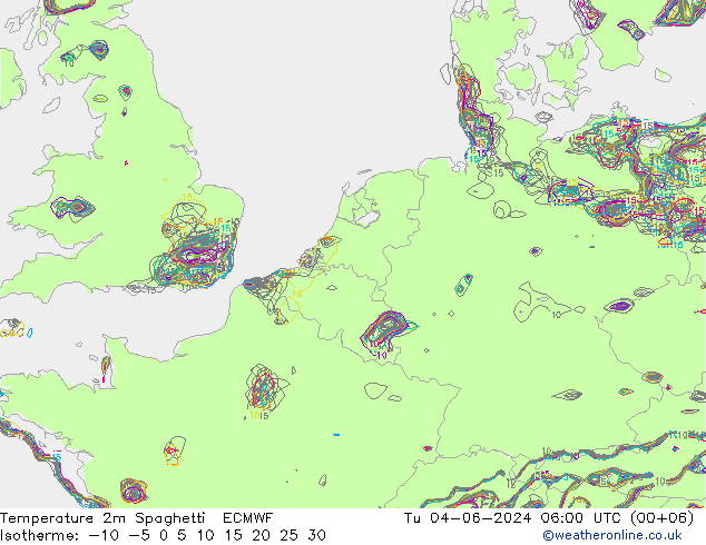 карта температуры Spaghetti ECMWF вт 04.06.2024 06 UTC