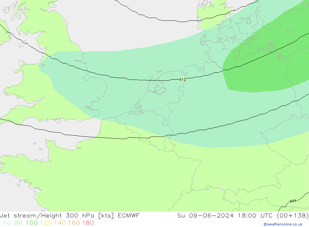 Jet stream/Height 300 hPa ECMWF Su 09.06.2024 18 UTC