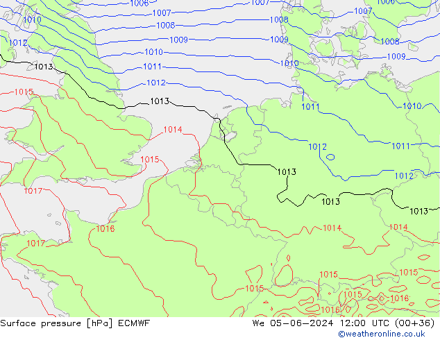 Surface pressure ECMWF We 05.06.2024 12 UTC