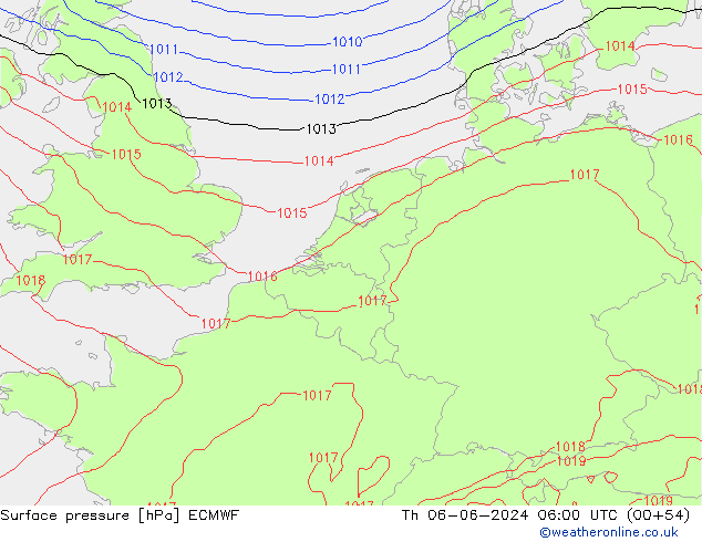 Bodendruck ECMWF Do 06.06.2024 06 UTC