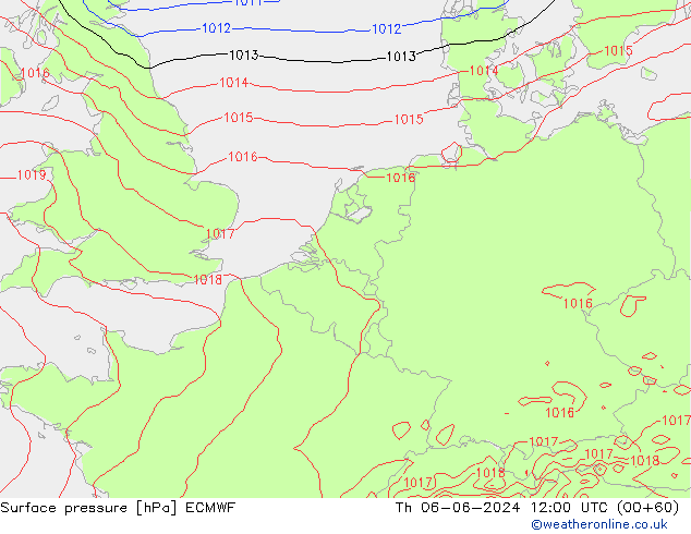 ciśnienie ECMWF czw. 06.06.2024 12 UTC