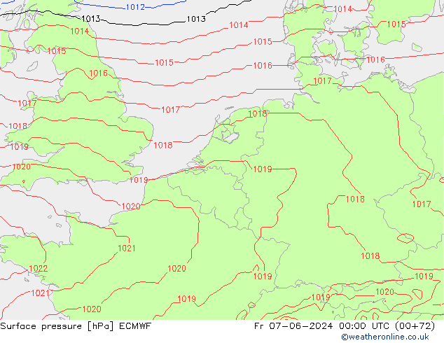 Surface pressure ECMWF Fr 07.06.2024 00 UTC