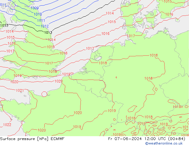 приземное давление ECMWF пт 07.06.2024 12 UTC