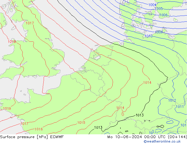 Atmosférický tlak ECMWF Po 10.06.2024 00 UTC