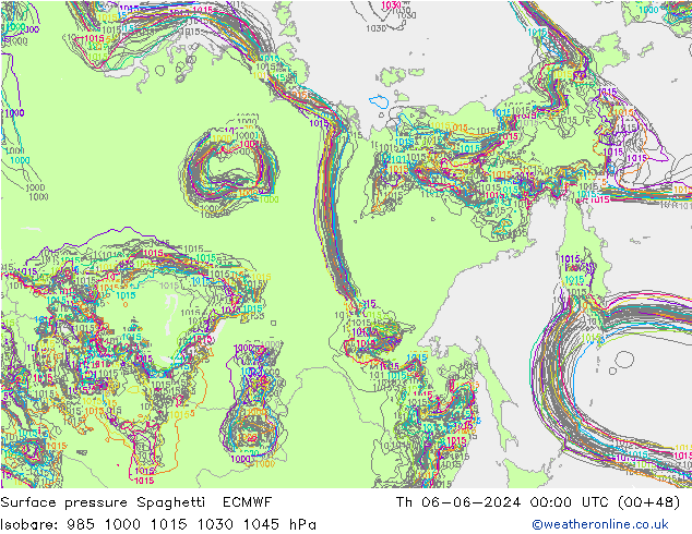 pressão do solo Spaghetti ECMWF Qui 06.06.2024 00 UTC