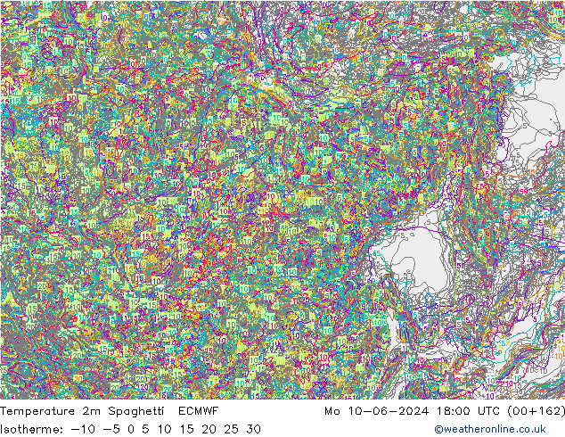 mapa temperatury 2m Spaghetti ECMWF pon. 10.06.2024 18 UTC