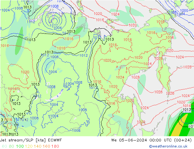 Jet Akımları/SLP ECMWF Çar 05.06.2024 00 UTC