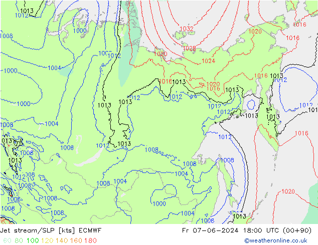 Prąd strumieniowy ECMWF pt. 07.06.2024 18 UTC