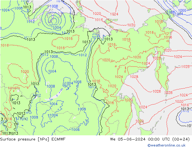 Luchtdruk (Grond) ECMWF wo 05.06.2024 00 UTC