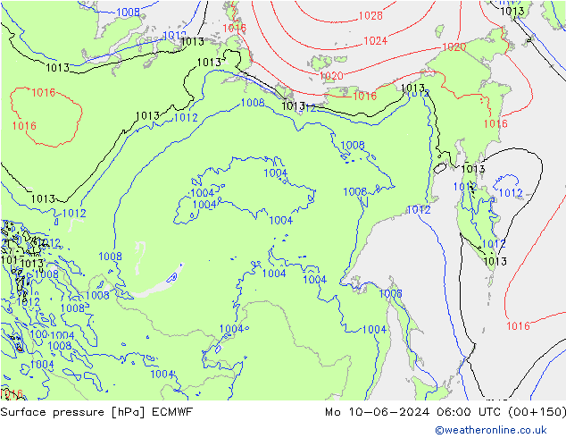 Luchtdruk (Grond) ECMWF ma 10.06.2024 06 UTC