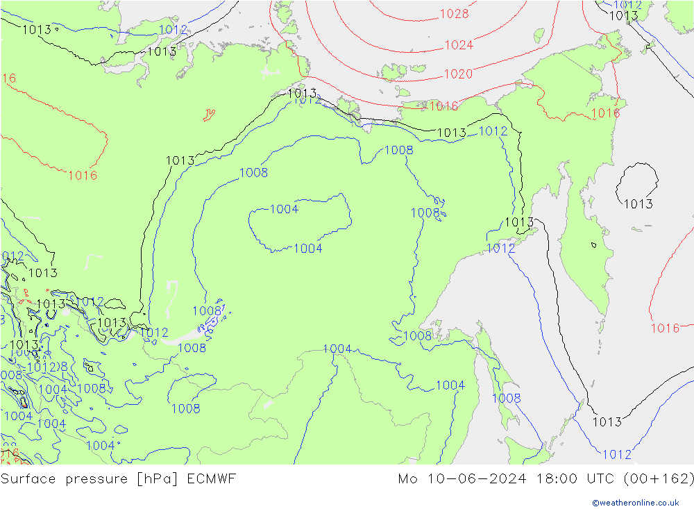 ciśnienie ECMWF pon. 10.06.2024 18 UTC