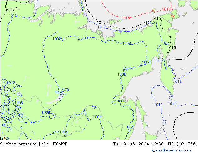 Atmosférický tlak ECMWF Út 18.06.2024 00 UTC